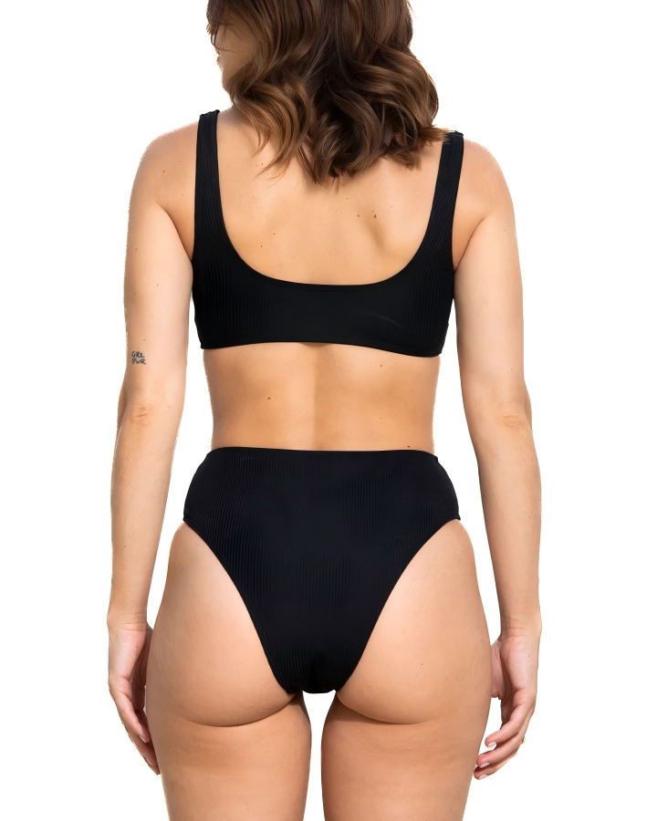 One-Piece Swimsuit Black Rib